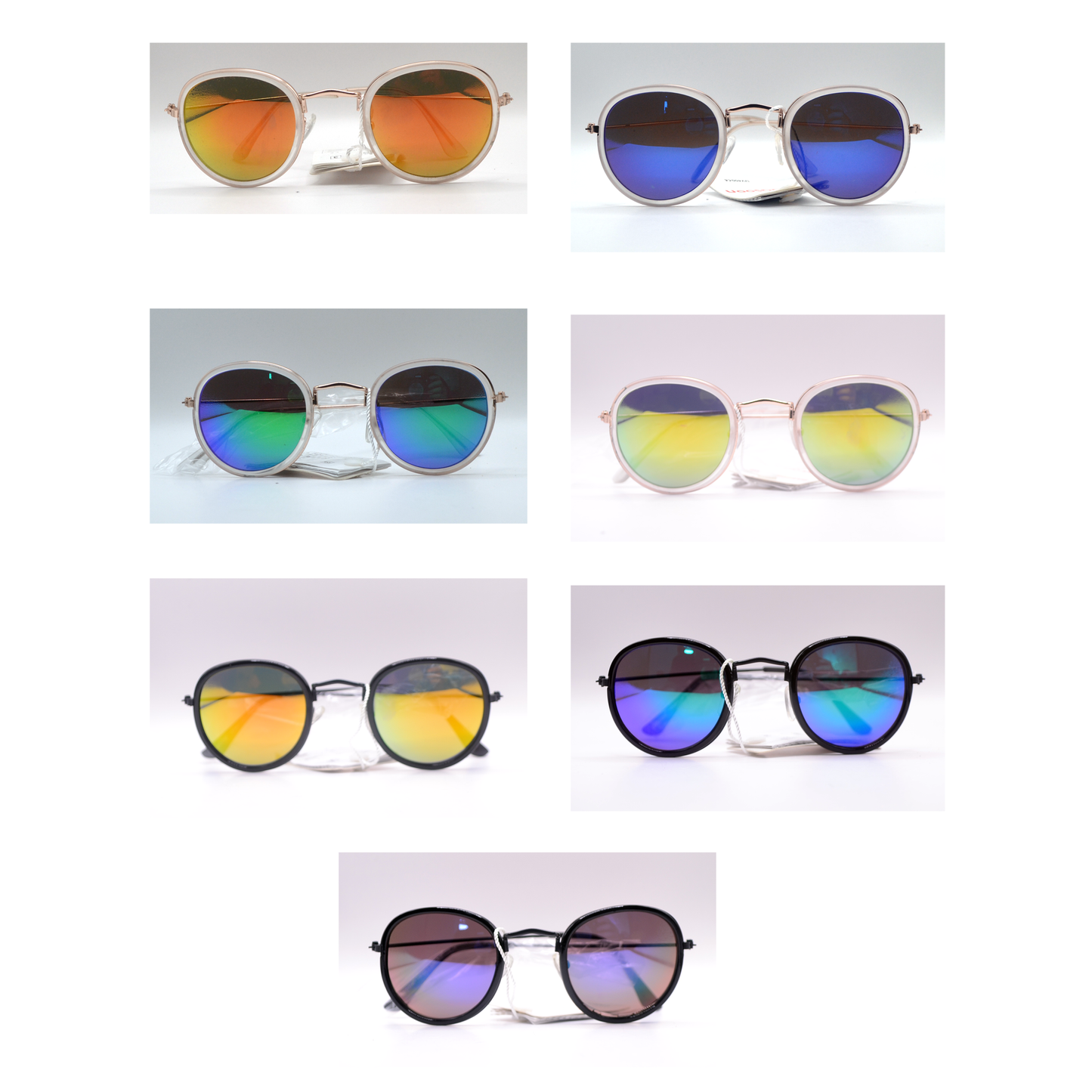 Retro Unisex Clear Frame Sunglasses Mirror UV400 Lens Round Glasses