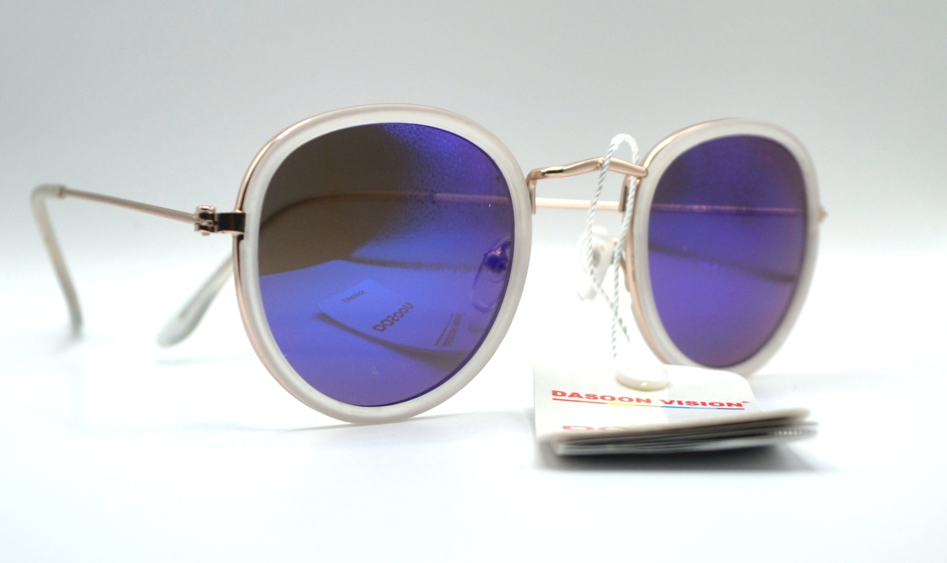 Retro sunglasses Pale Frame Blue Lens