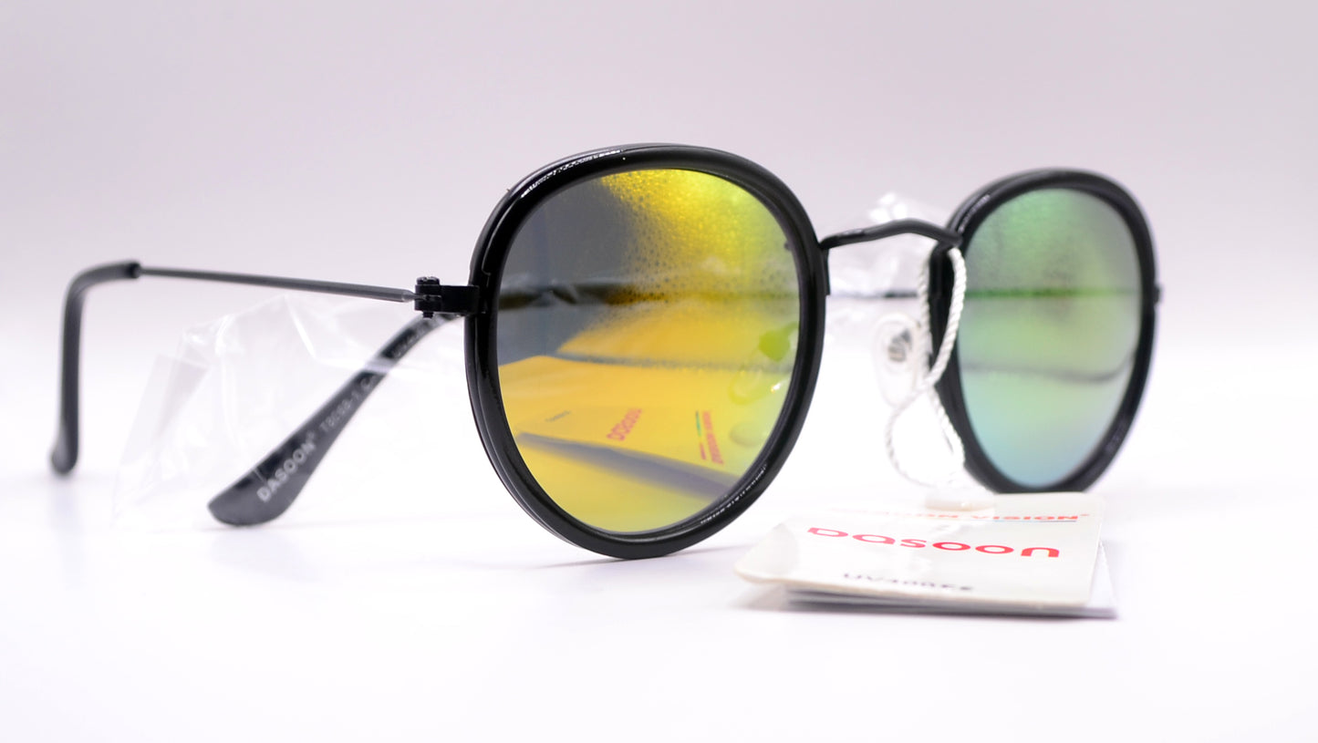 Retro sunglasses Black Frame Yellow Lens