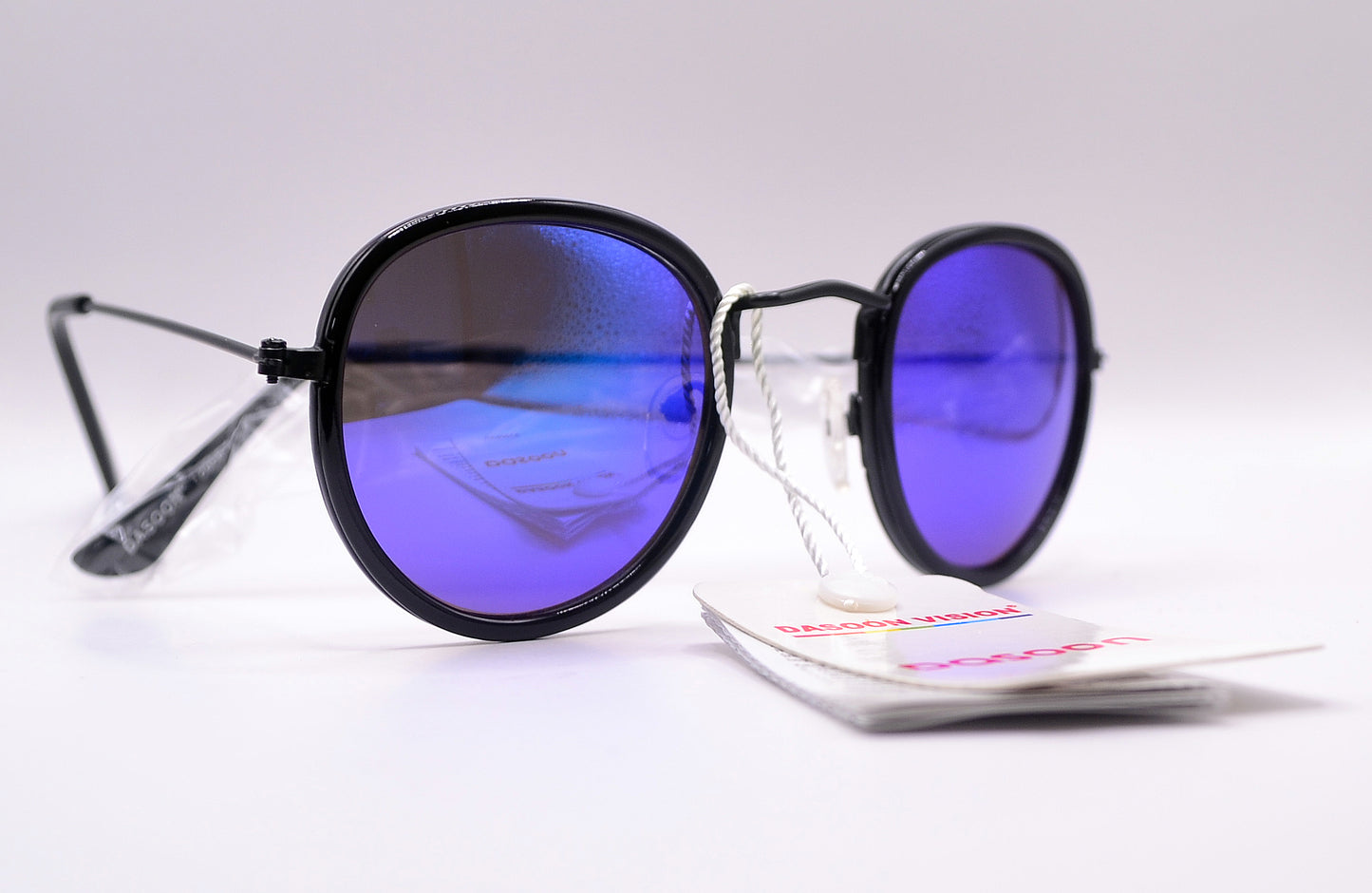 Retro sunglasses Black Frame Blue Lens