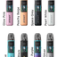 Image showing the Voopoo Argus G2 Pod Kit available in a range of colours: Glow Pink, Peachy Beige, Space Grey, Pearl White, Iris Blue, Spray Black, Aurora Purple, and Astral Silver. Each device features a digital display showing 30 watts in Smart mode, with 'Argus' branding on the front and 'Gene AI' technology displayed on the screen. The devices have a transparent top section revealing the pod and mouthpiece, offering a modern and stylish look for each colour option.