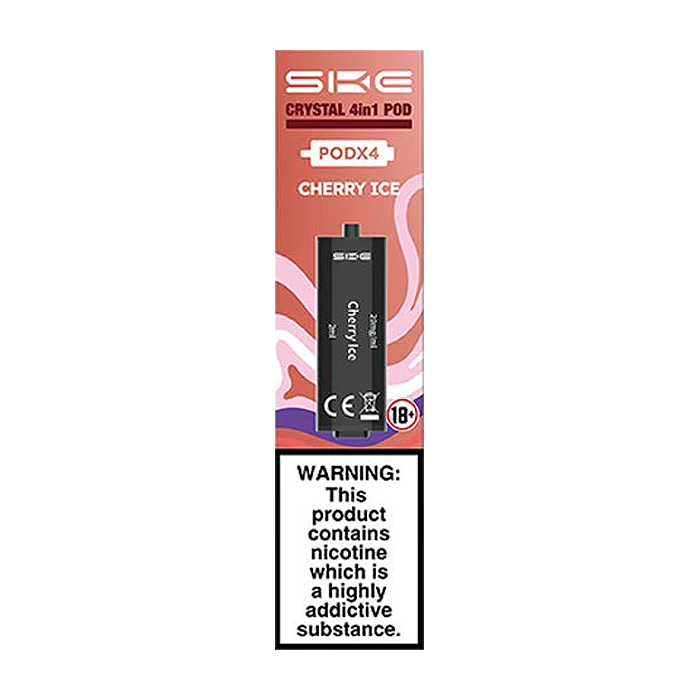 Crystal 4-in-1 pods Cherry Ice flavour Pack of 4 by SKE and available to buy from vapebrothers.co.uk