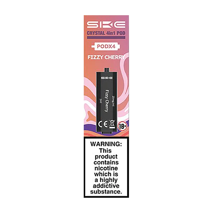 Crystal 4-in-1 pods Fizzy Cherry flavour Pack of 4 by SKE and available to buy from vapebrothers.co.uk